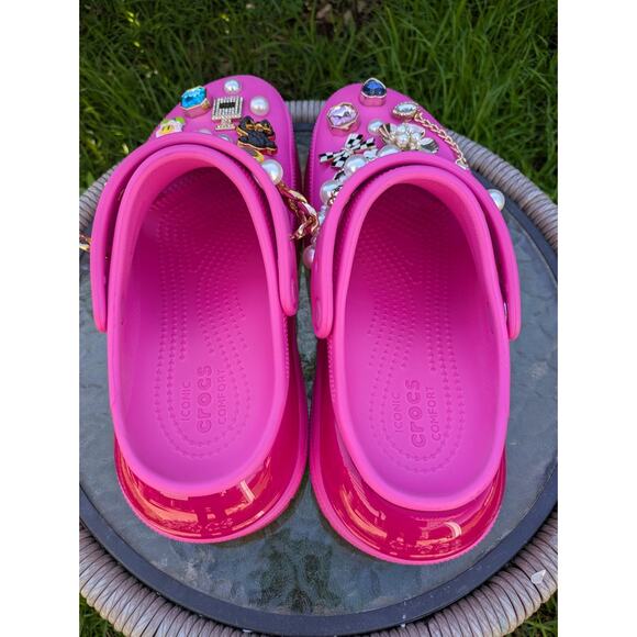 Crocs Mega Crush Platform Clogs Women’s 10 Mens 8 Barbie Pink Designer JIBBITZ - Picture 6 of 11